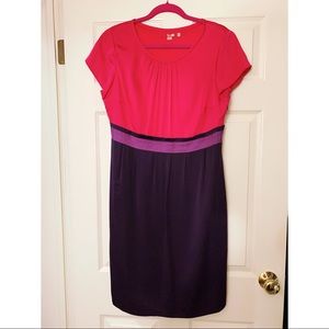 Boden Color-block Empire-waist Silk Sheath Dress
